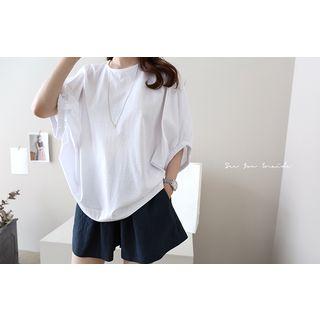 Banded-sleeve Cotton Top