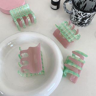 Two-tone Plastic Hair Clamp Pink & Green - One Size