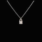 Lock Rhinestone Pendant Alloy Necklace Silver - One Size