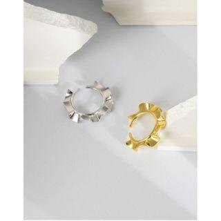 925 Sterling Silver Asymmetrical Wave Open Ring