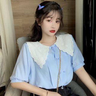Short-sleeve Lace Collar Shirt