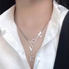 Lettering Pendant Alloy Necklace Xl1197 - Silver - One Size