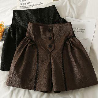 Details Faux-leather Wide-leg Shorts