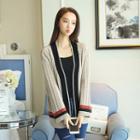 Contrast Stripe Cable Knit Cardigan