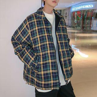 Two-way Gingham Oversize Zip Jacket