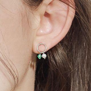 Non-matching 925 Sterling Silver Bead Dangle Earring