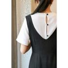 Round-neck Button-back Top