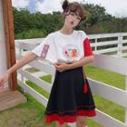 Chinese Style T-shirt/ High-waist Embroidered Dress