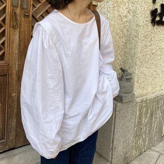 Long-sleeve Slit-back Blouse