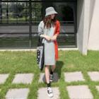Collared Color-block Knit Dress