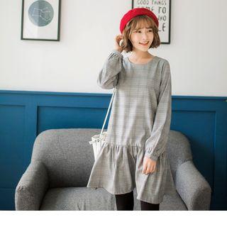 Plaid Ruffled Hem A-line Dress
