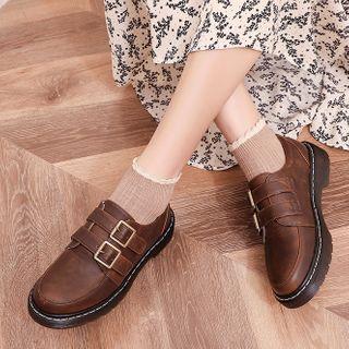 Platform Block Heel Buckled Loafers