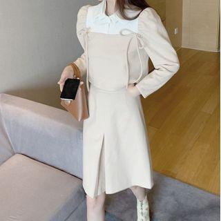 Two Tone Cropped Blouse / Mini Skirt