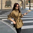 Double Breasted Tie Waist Long-sleeve Coat