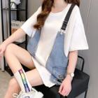 Oversized Mock Two-piece Denim T-shirt