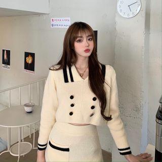 Sailor Collar Knit Top / Knit Skirt