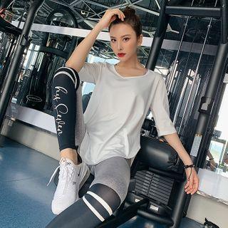 Elbow-sleeve Plain Sports T-shirt