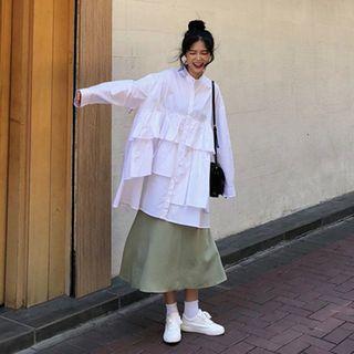 Tiered Tunic Shirt / A-line Midi Skirt