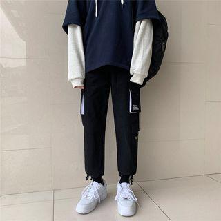 Tie-cuff Lettering Cargo Pants