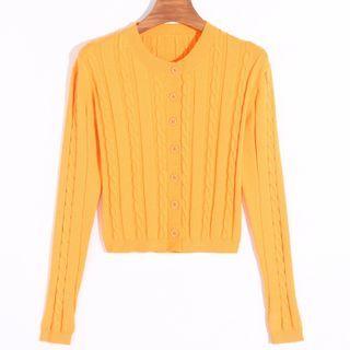 Twist Knit Cardigan Orange Yellow - One Size