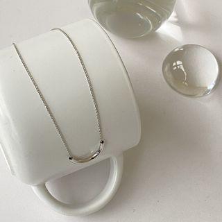 Curved-pipe Chain Necklace Silver - One Size