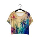 Short-sleeve Printed Cropped T-shirt Multicolor - One Size