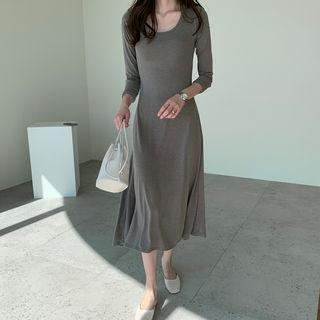 Scoop-neck Long Flare Dress