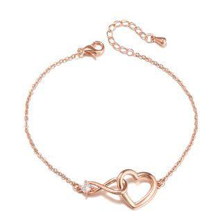 Heart Pendant Alloy Necklace Rose Gold - One Size