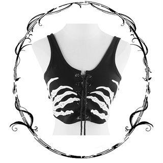 Sleeveless Lace-up Printed Cropped Top