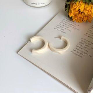 Acrylic Hoop Earring 1 Pair - White - One Size