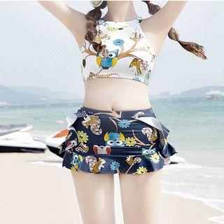 Owl Print High Neck Bikini