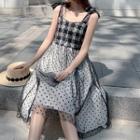 Dotted Bow Strappy A-line Dress