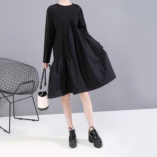 Panel Ruffle Long-sleeve Dress