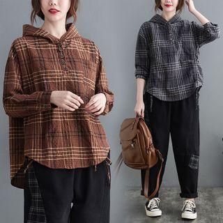 Plaid Henley Hoodie