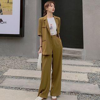Set: Short-sleeve Blazer + Pants