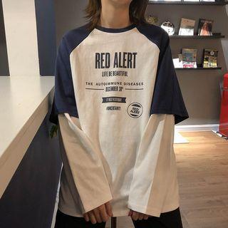 Crewneck Printed Letter Loose-fit Top