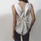 Sleeveless Knotted-back Satin Top