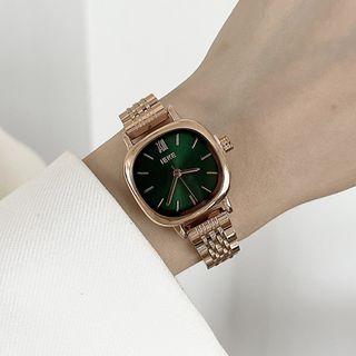 Square Dial Alloy Strap Watch