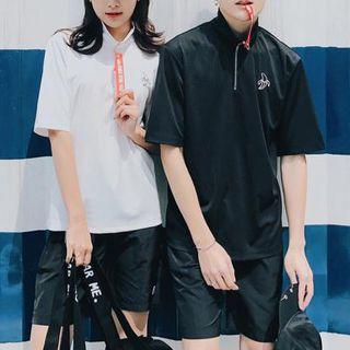 Banana Embroidered Short-sleeve Couple Matching Top