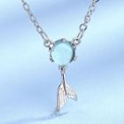 Alloy Faux Crystal Fish Tail Pendant Necklace 1 Set - With Chain - Silver - One Size