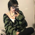 V-neck Zebra Pattern Cardigan