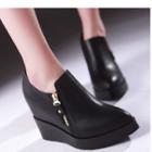 Side Zip Hidden Wedge Pointed Shoes