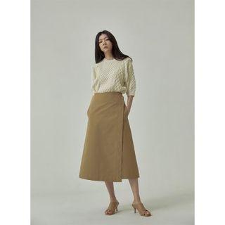 Twist-lock Trim Midi Wrap Skirt