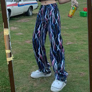Lightning Print Straight-fit Pants