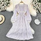 Lace Trim Floral Print Maxi Dress