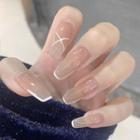 Contrast Trim Pointed Faux Nail Tips Pd-132 - Pink - One Size