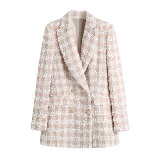 Plaid Double Breasted Tweed Coat