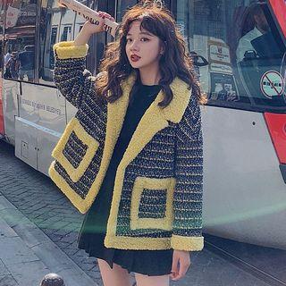 Fleece-lined Open Front Tweed Jacket