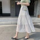 Lace Overlay A-line Midi Skirt