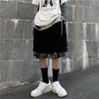 Mock Two-piece Print Panel Straight Leg Shorts